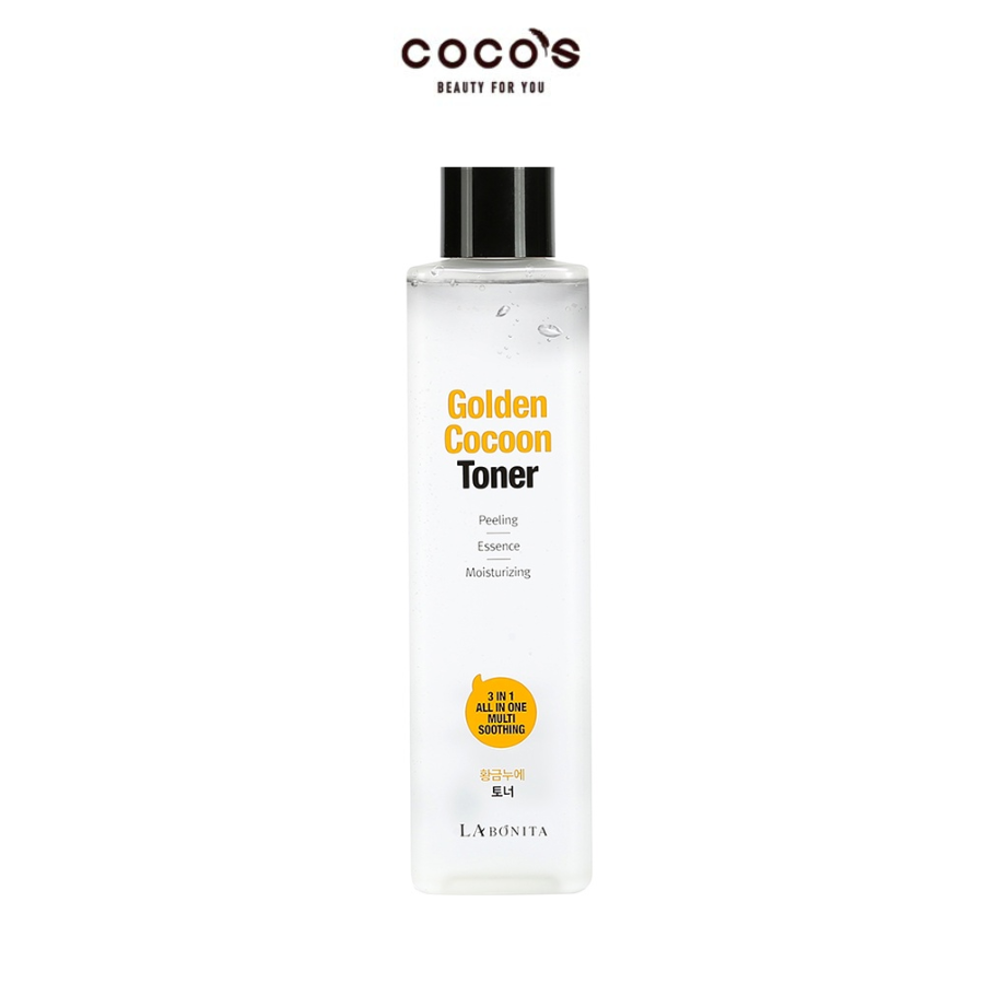 Nước hoa hồng làm sạch, cân bằng, dưỡng ẩm da LA BONITA Golden Cocoon Toner 340ml